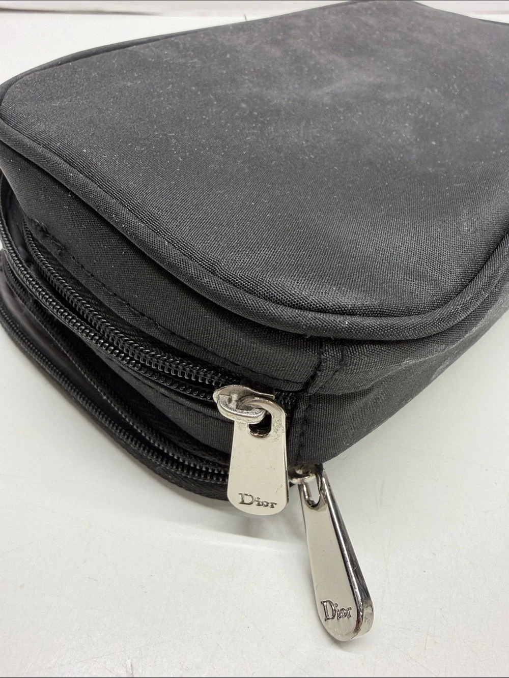 Dior Backstage Makeup Beauty Bag Travel Cosmetic Brushes Zip Around Black Silver